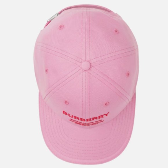 BURBERRY HORSEFERRY LOGO EMBROIDERED BASEBALL PRIMROSE PINK CAP HAT S - Picture 2 of 6